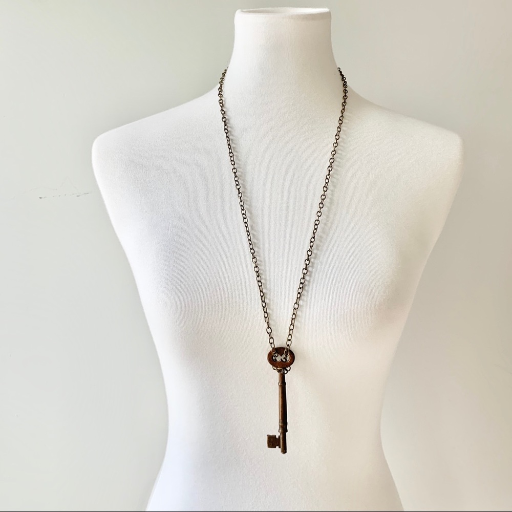 Vintage Long Key Chain Necklace Gold
